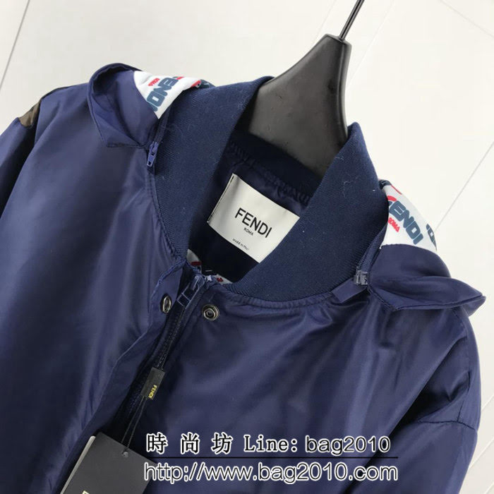 FENDI芬迪 X FILA合作款 18冬季新款 連帽尼龍長款大衣 帽子可拆卸 男女同款 ydi2099
